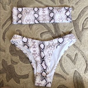 Snakeskin bandeau bikini and bottom